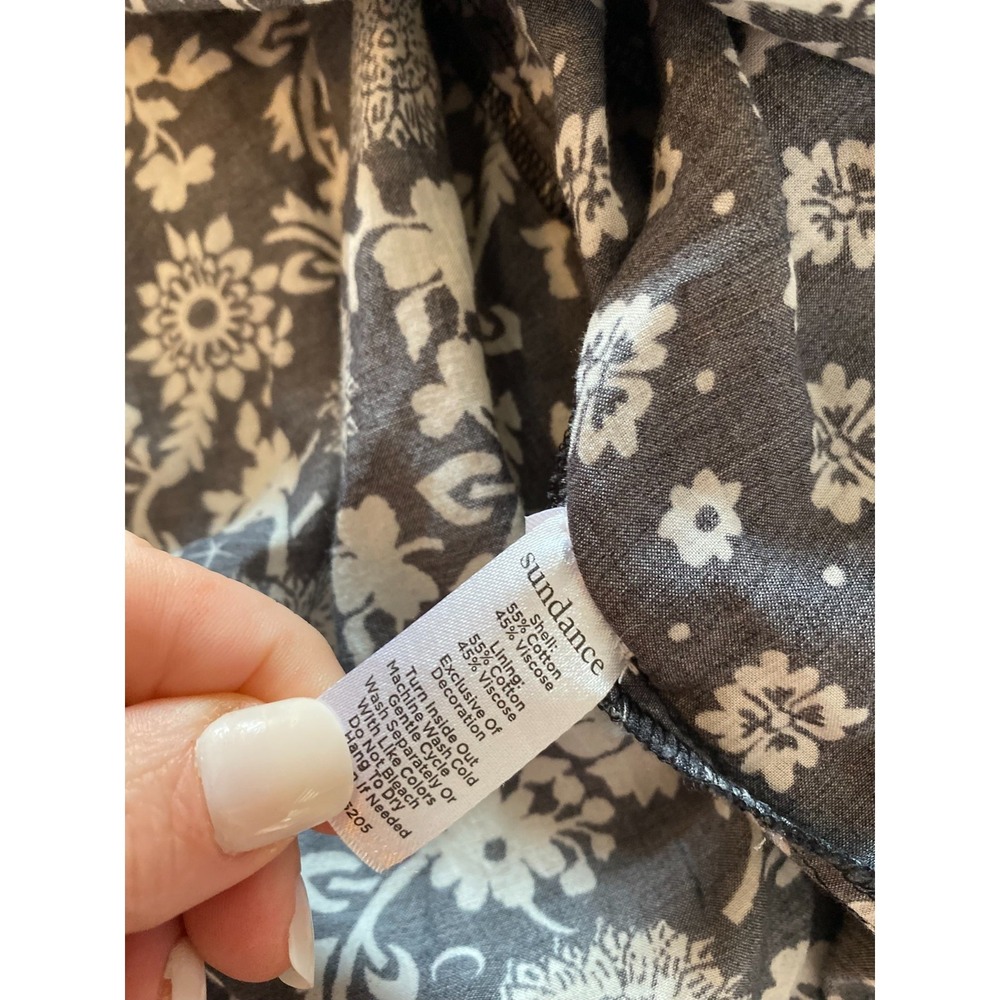 Sundance Lana Blue/Blac Prairie Dress Floral Embroidered Peasant Boho Western M - Picture 6 of 6